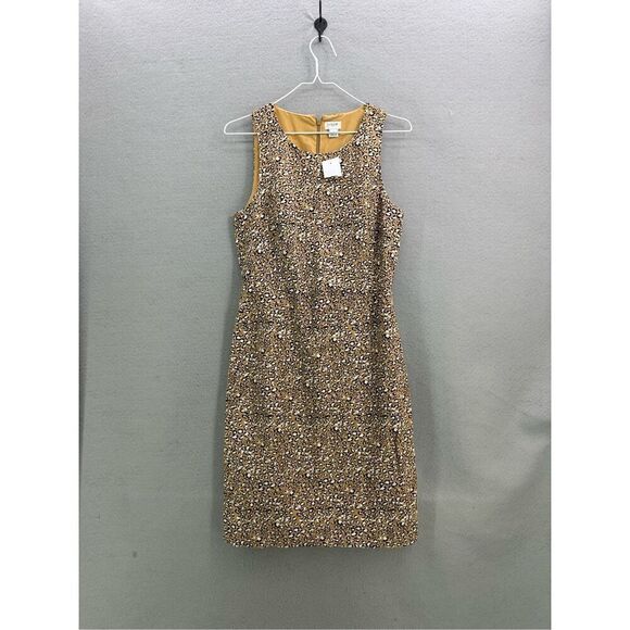 J.Crew Dresses & Skirts - NWT J. Crew Womens Tan Basketweave Sleeveless Leopard Print Sheath Dress Size 6
